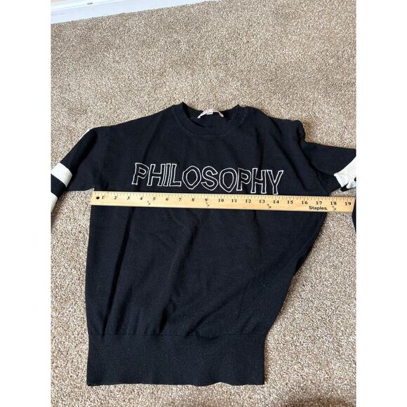 Philosophy sweater black white spell out SZ XS lightweight - Picture 4 of 7